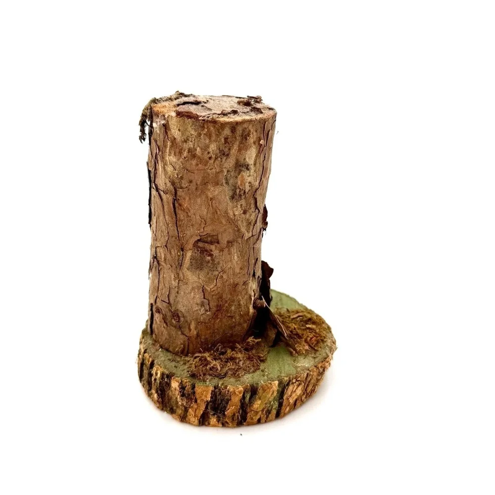 Handmade Natural Wood Tree Trunk Figurine with‎ Miniature Caterpillar Whimsical